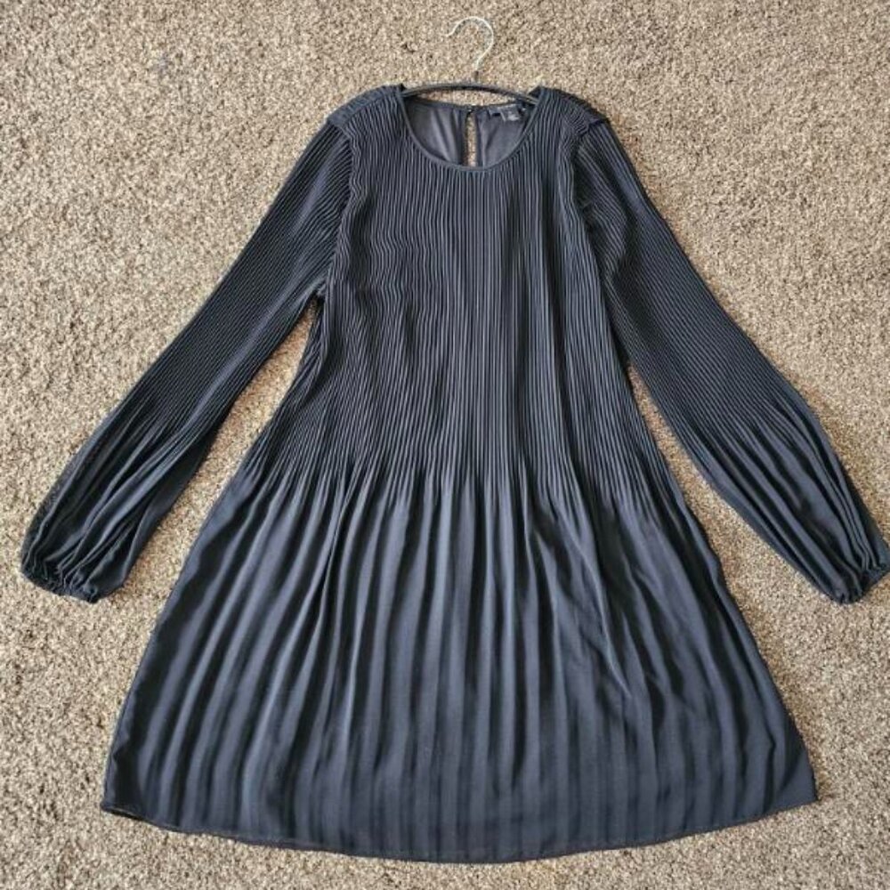 Halogen Women's Black Plisse Dress XS-Med, Fit and Flare